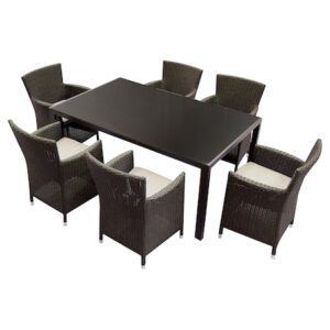 Set mobilier gradina/terasa, Kring Thomas, masa cu 6 scaune, 167.5x101.5x73, maro