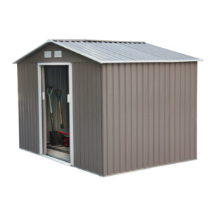 Outsunny Casuta Pentru Ustensile Unelte de Gradina in Lamiera din Fier Gri 277x191x192cm