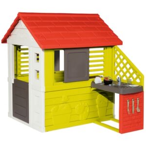 Casuta pentru copii Smoby - Nature playhouse, cu bucatarie