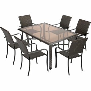 Set mobilier gradina/terasa Kring Amalfi, masa, 6 scaune, maro