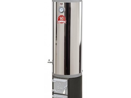 Ansamblu boiler pe lemn cu focar usa fonta FM, inox, 120 l